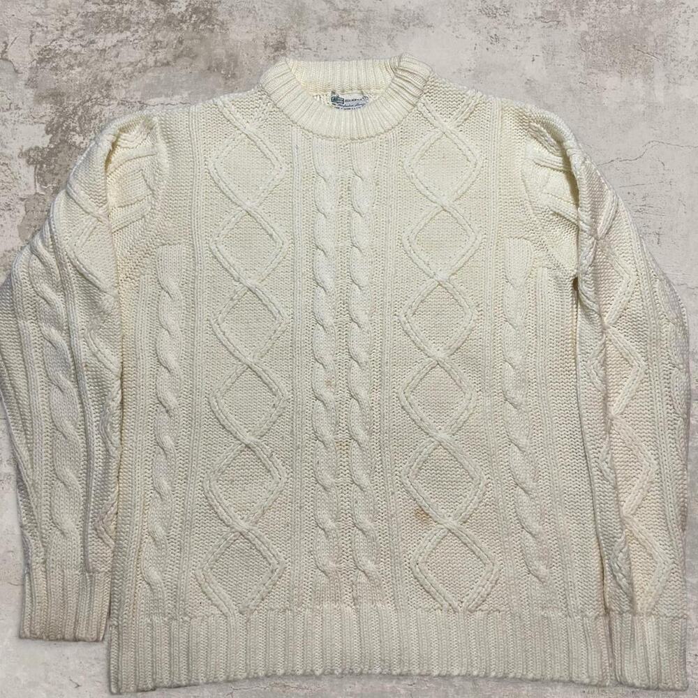 70s wool Kmart Knit cable sweater cream/white color size L